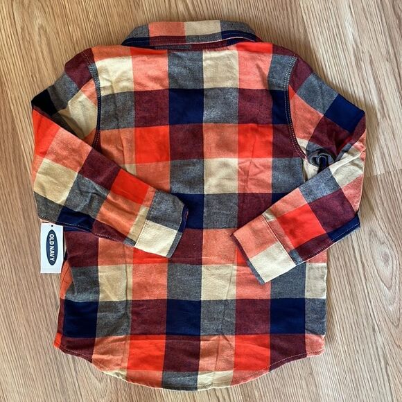 Old Navy Boys Orange Plaid Shirt - Picture 4 of 4